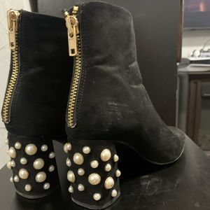 Womens Pearl Heeled Booties